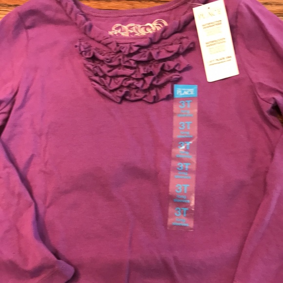 Children’s Place long sleeve tee with ruffles. Size 3T. New. Purple - Picture 3 of 6